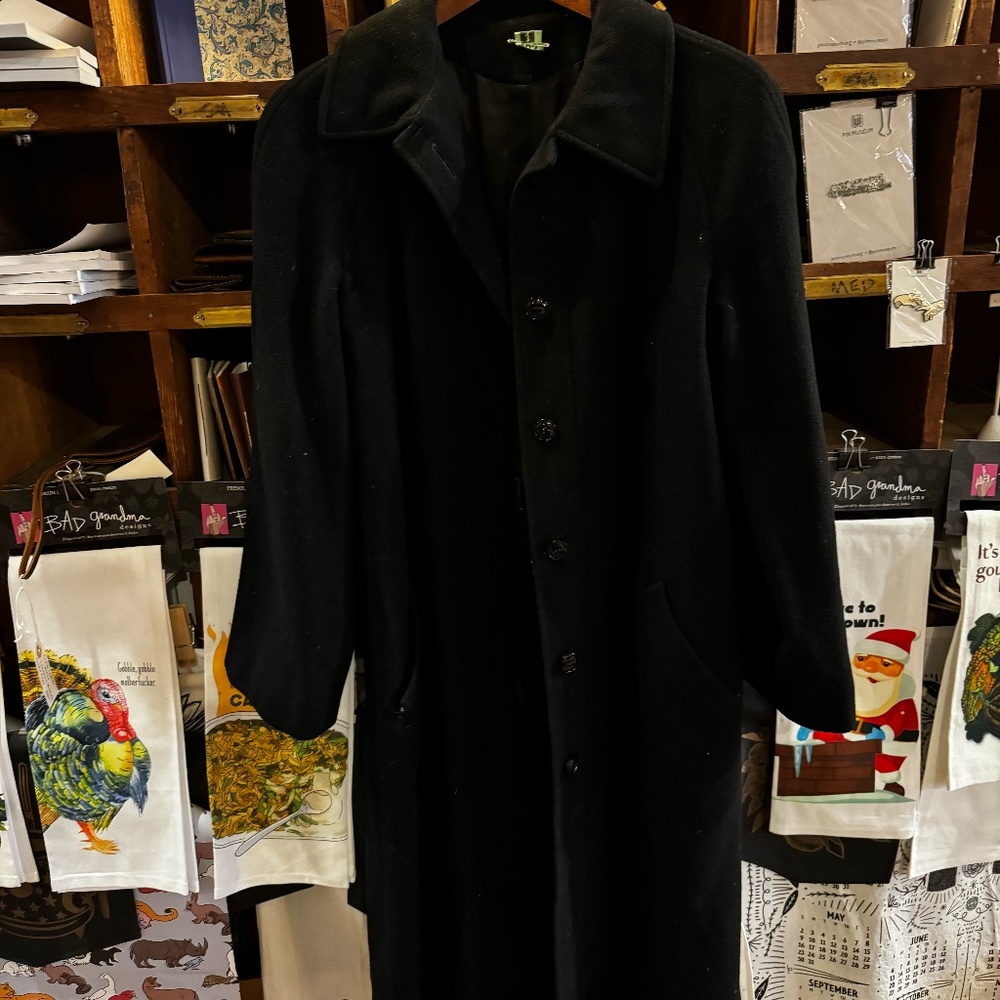 Vintage Cashmere Full Length Dress Coat Black M/L